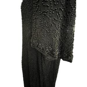 Scala Silk Dress XXL Cocktail Sequins Heavy Beading Formal Evening Sheer Vintage